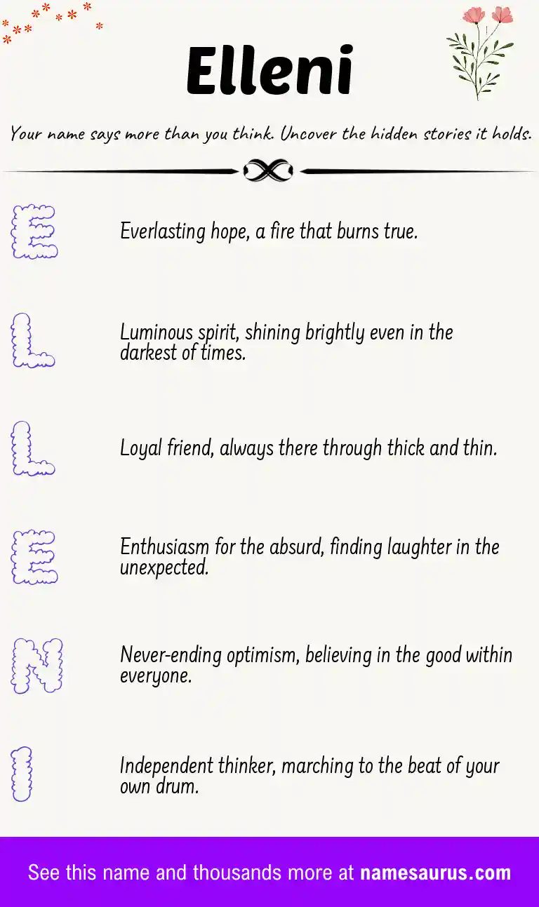 Acrostic poem about Elleni.