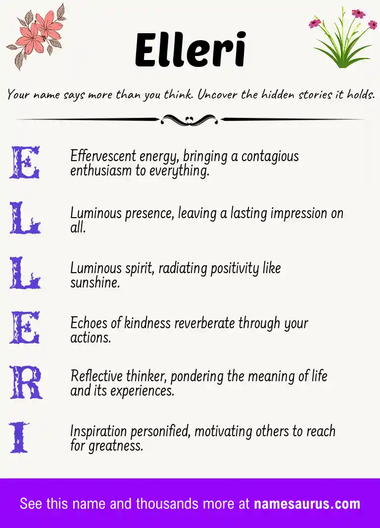 Acrostic poem about Elleri.