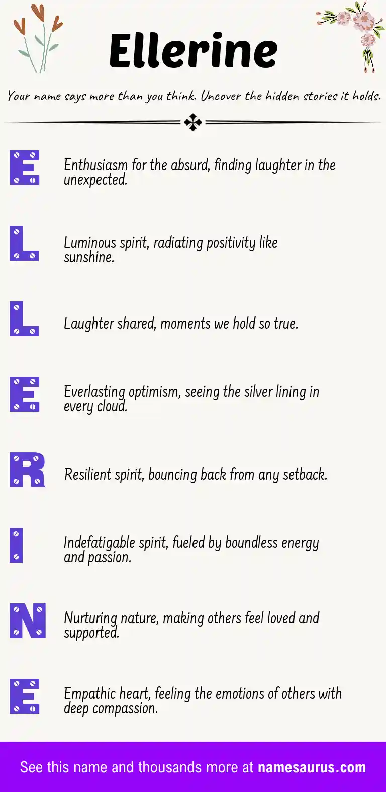 Acrostic poem about Ellerine.