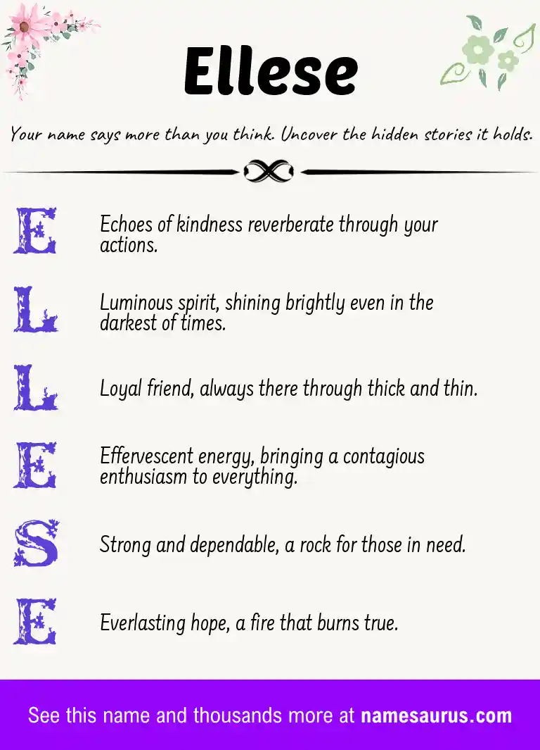 Acrostic poem about Ellese.