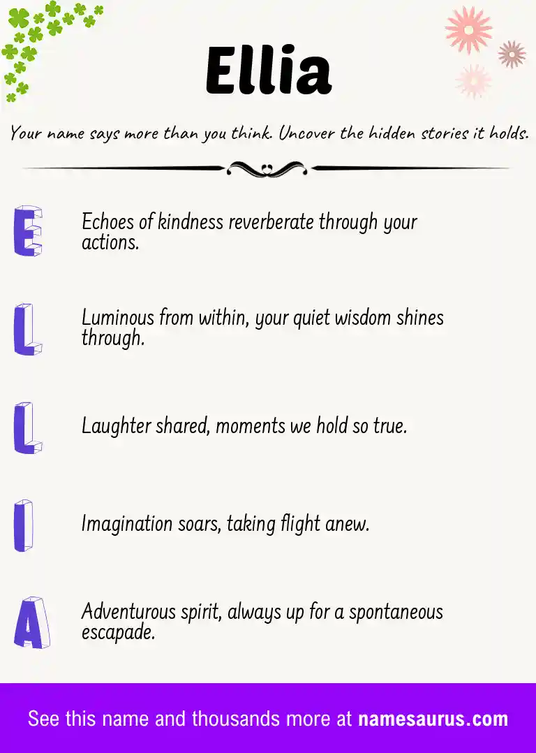 Acrostic poem about Ellia.