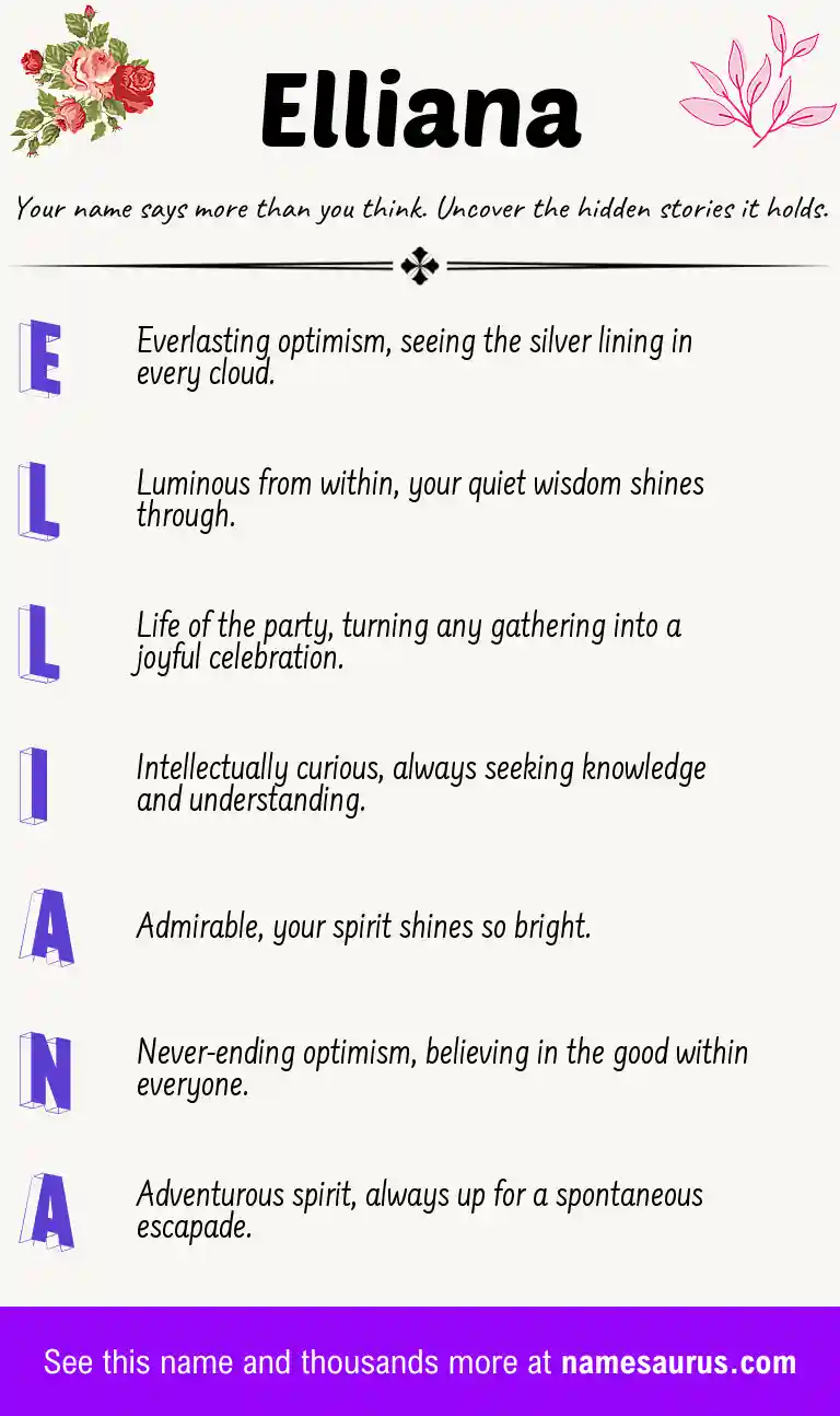 Acrostic poem about Elliana.