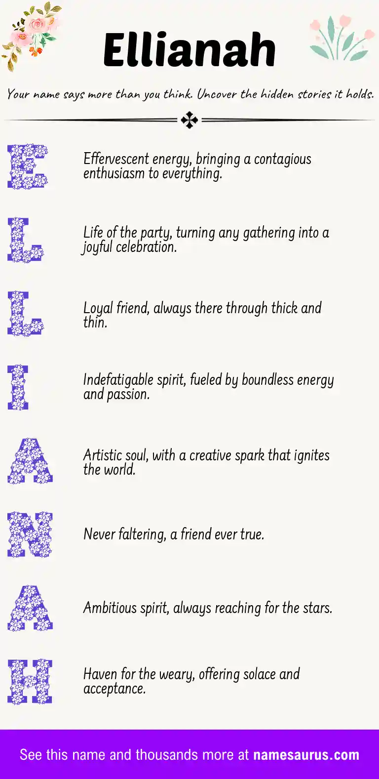 Acrostic poem about Ellianah.