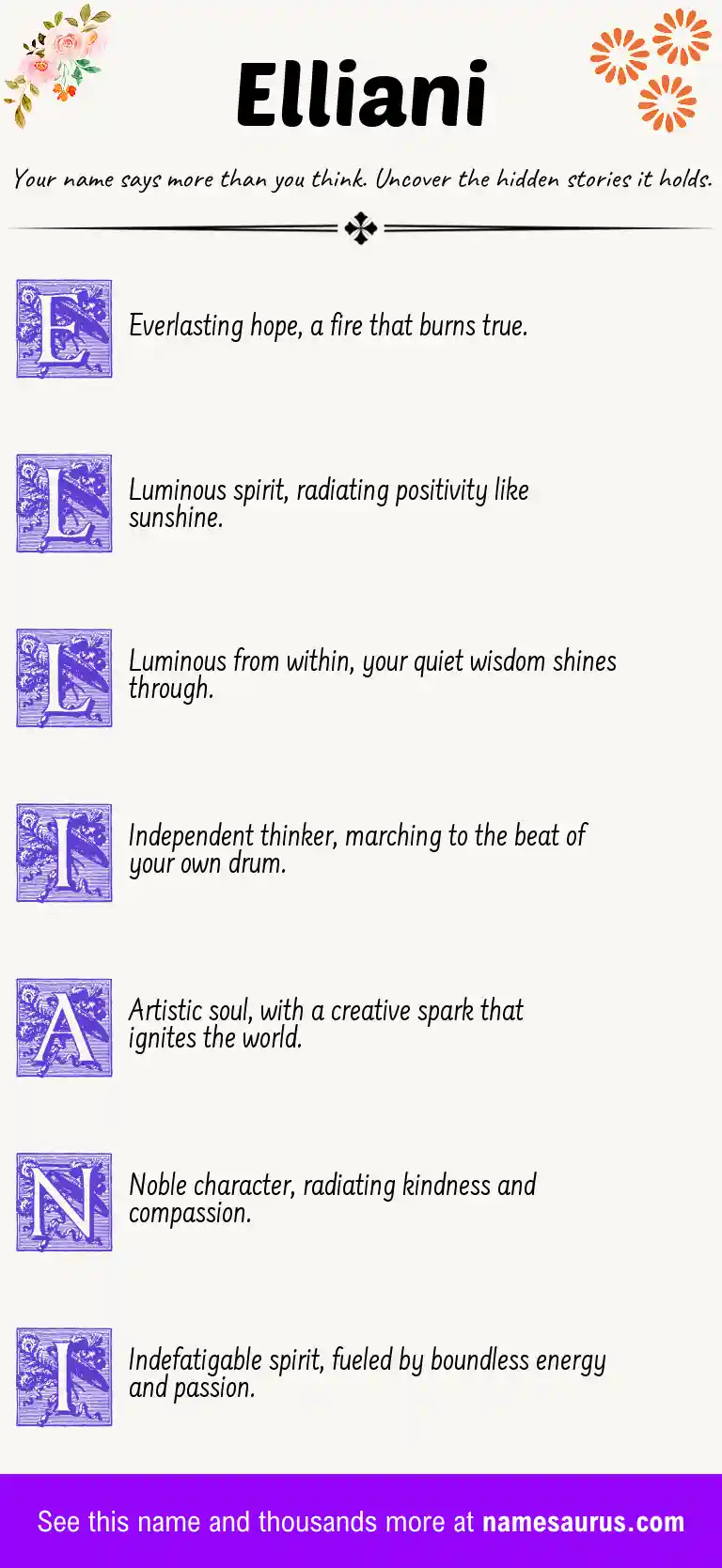 Acrostic poem about Elliani.