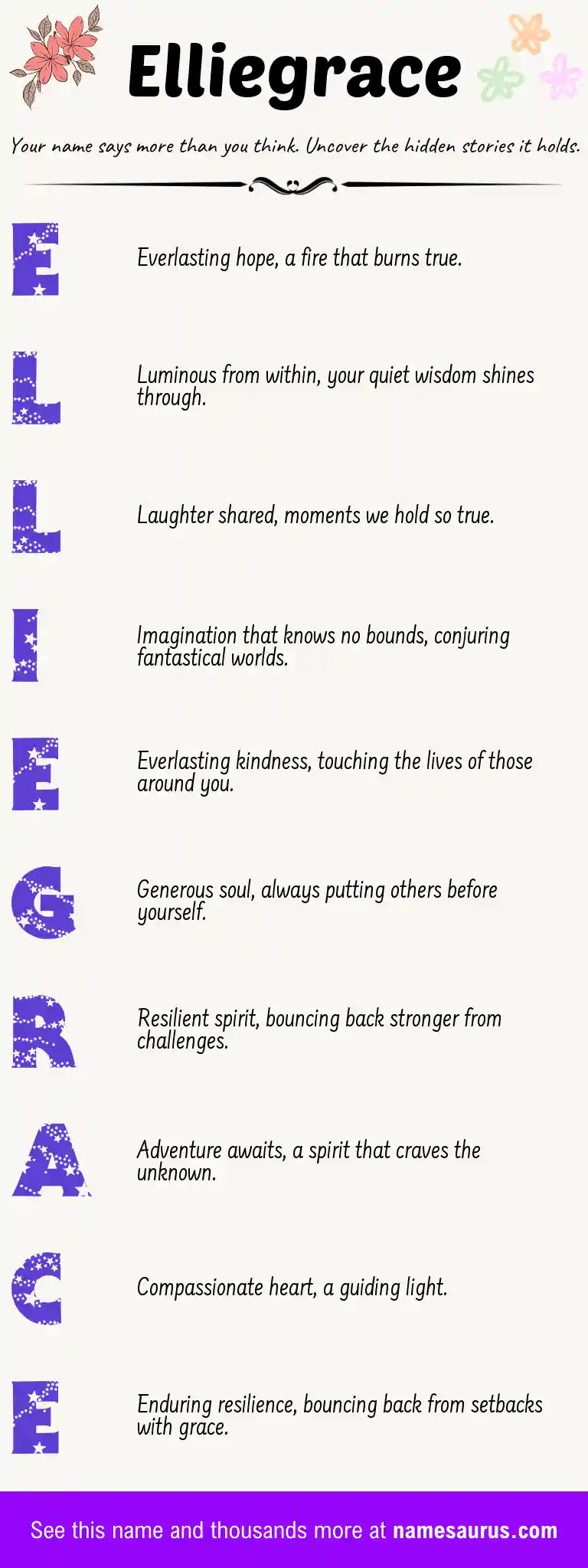 Acrostic poem about Elliegrace.