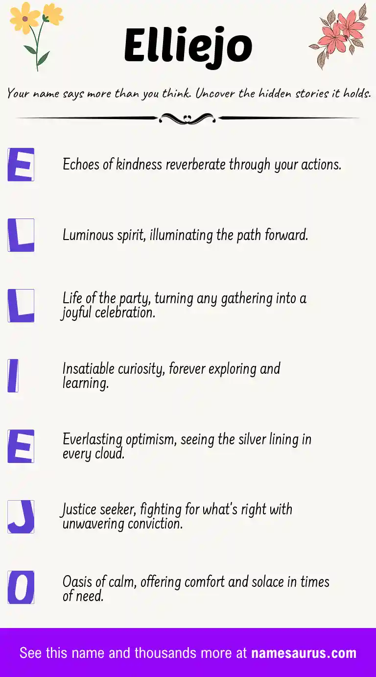 Acrostic poem about Elliejo.