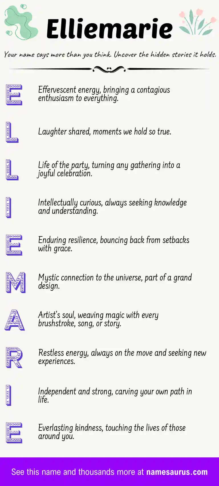 Acrostic poem about Elliemarie.