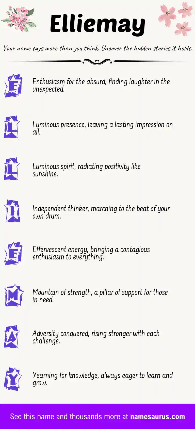 Acrostic poem about Elliemay.