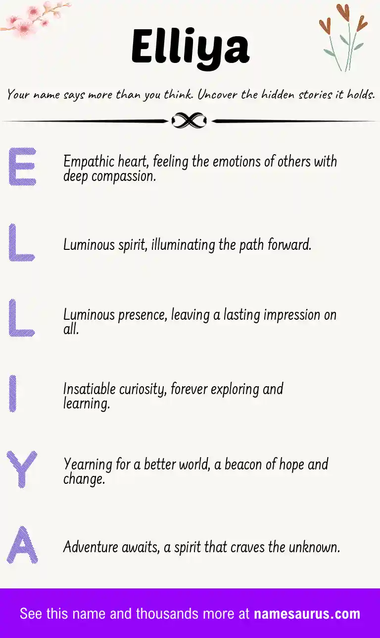 Acrostic poem about Elliya.