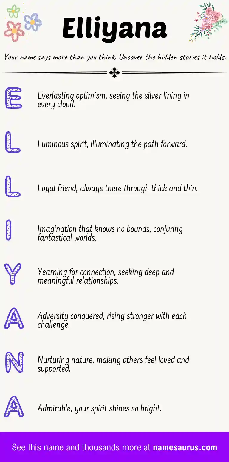 Acrostic poem about Elliyana.