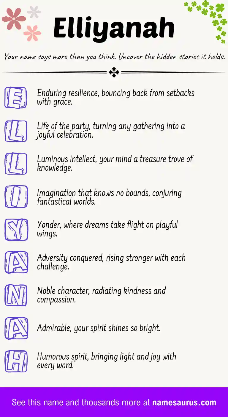 Acrostic poem about Elliyanah.
