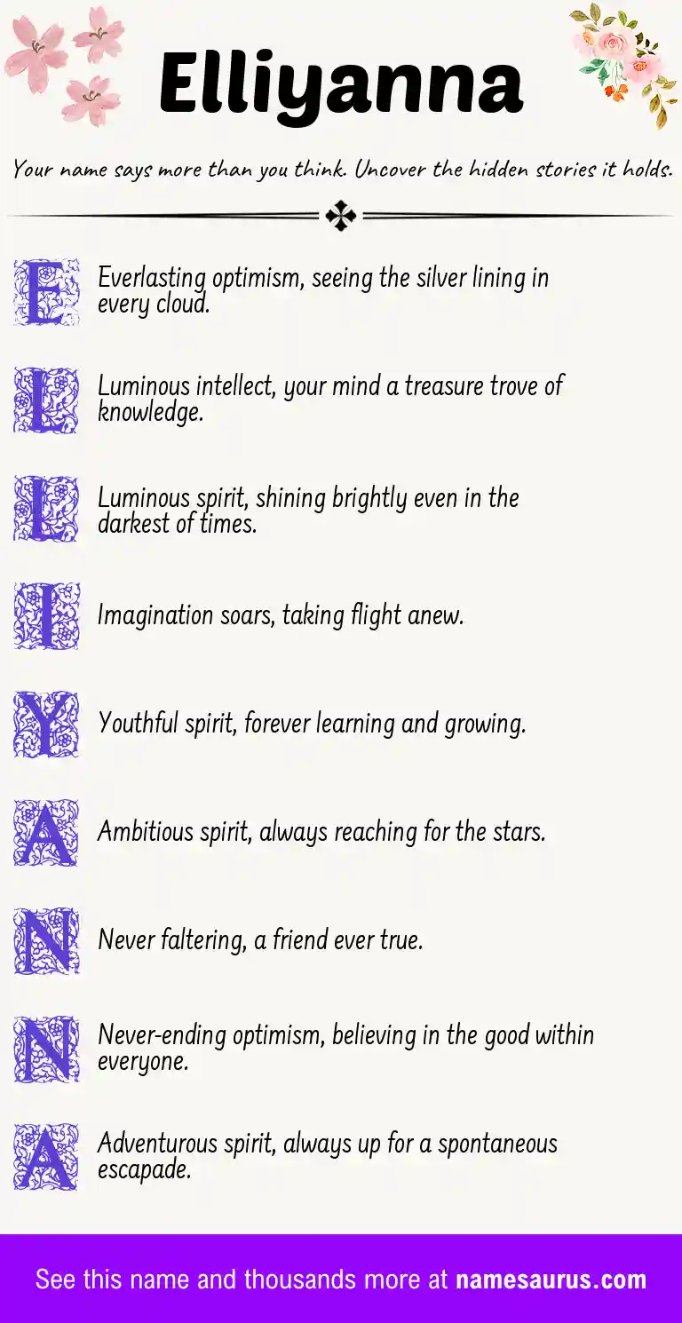 Acrostic poem about Elliyanna.