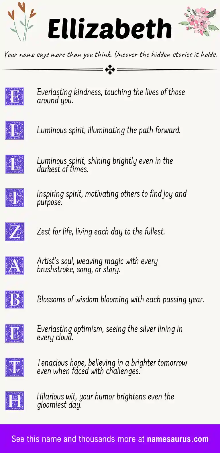 Acrostic poem about Ellizabeth.