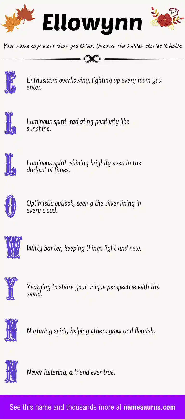 Acrostic poem about Ellowynn.