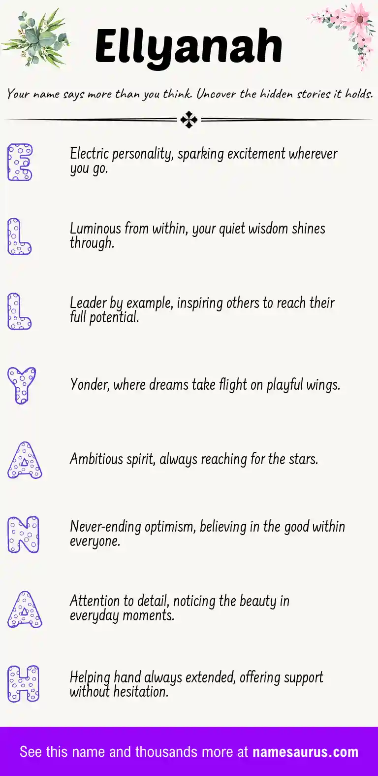 Acrostic poem about Ellyanah.