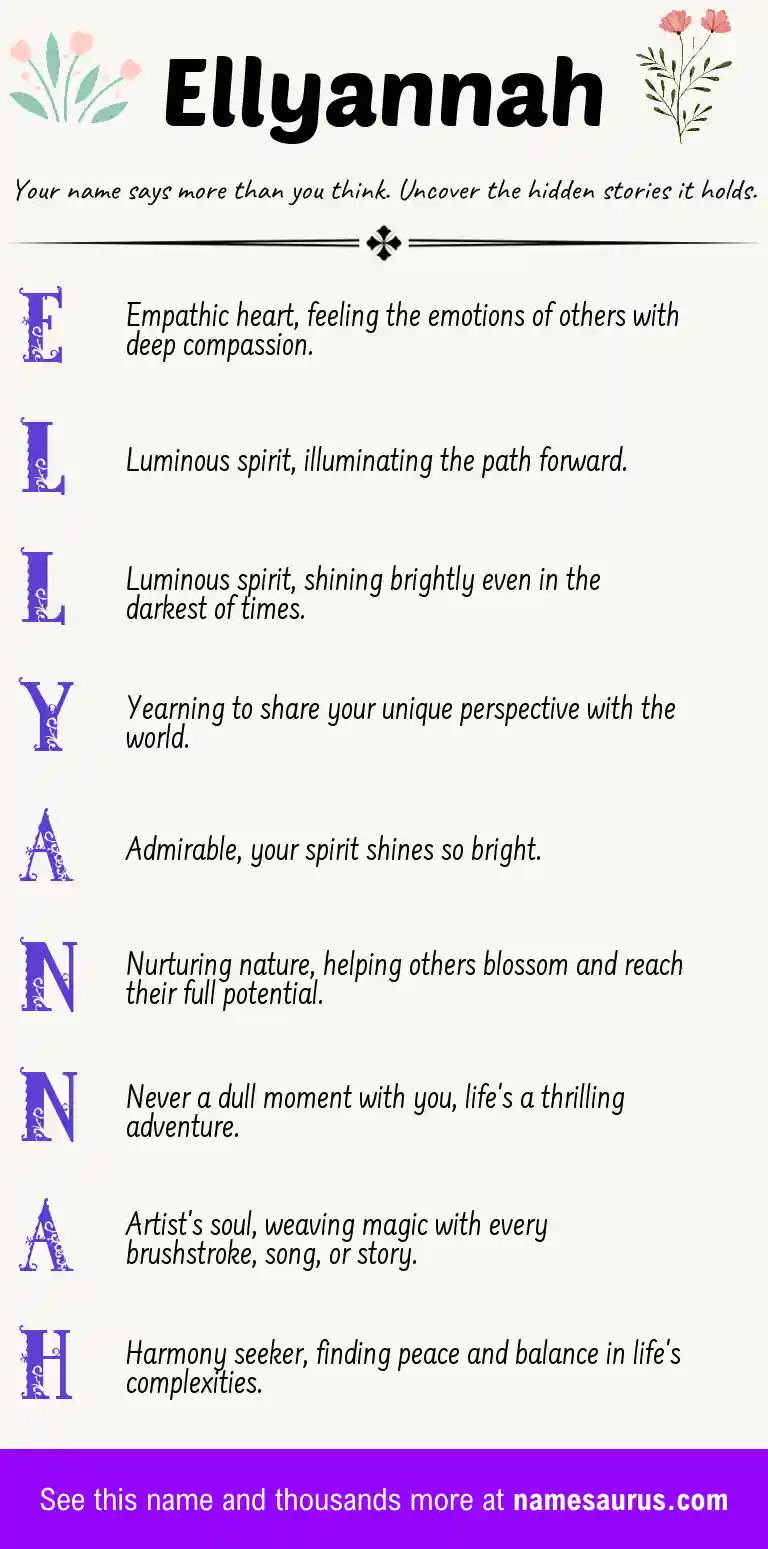 Acrostic poem about Ellyannah.