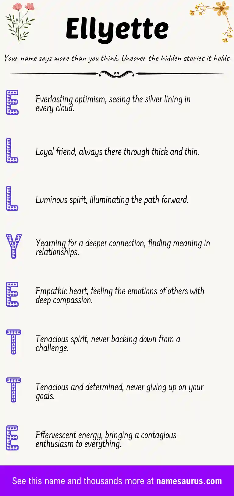 Acrostic poem about Ellyette.