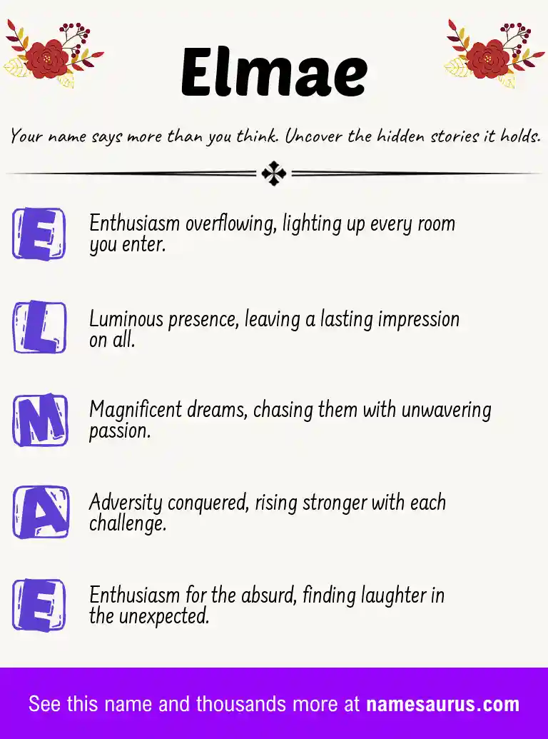Acrostic poem about Elmae.