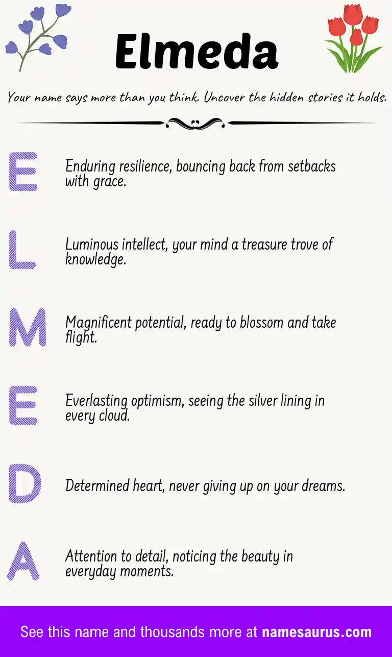 Acrostic poem about Elmeda.