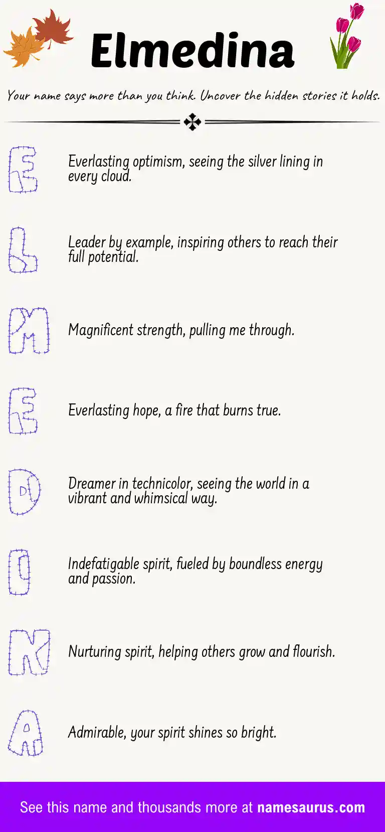 Acrostic poem about Elmedina.