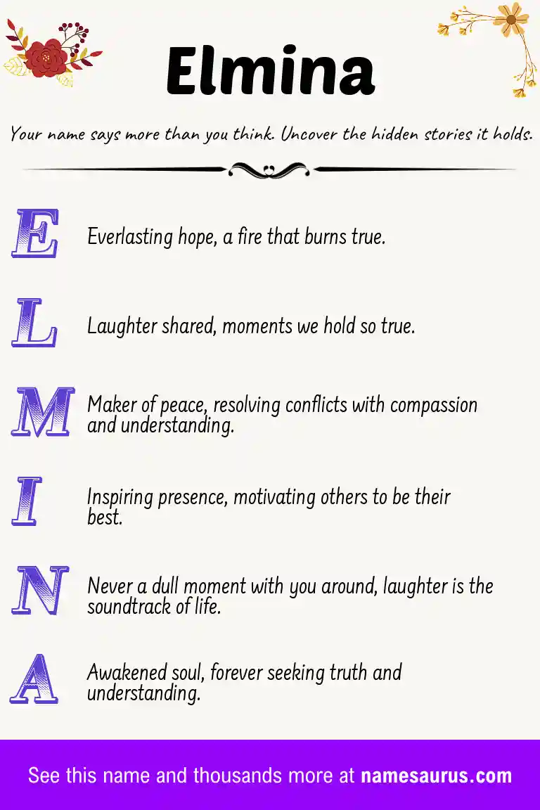 Acrostic poem about Elmina.