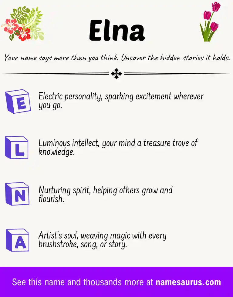 Acrostic poem about Elna.