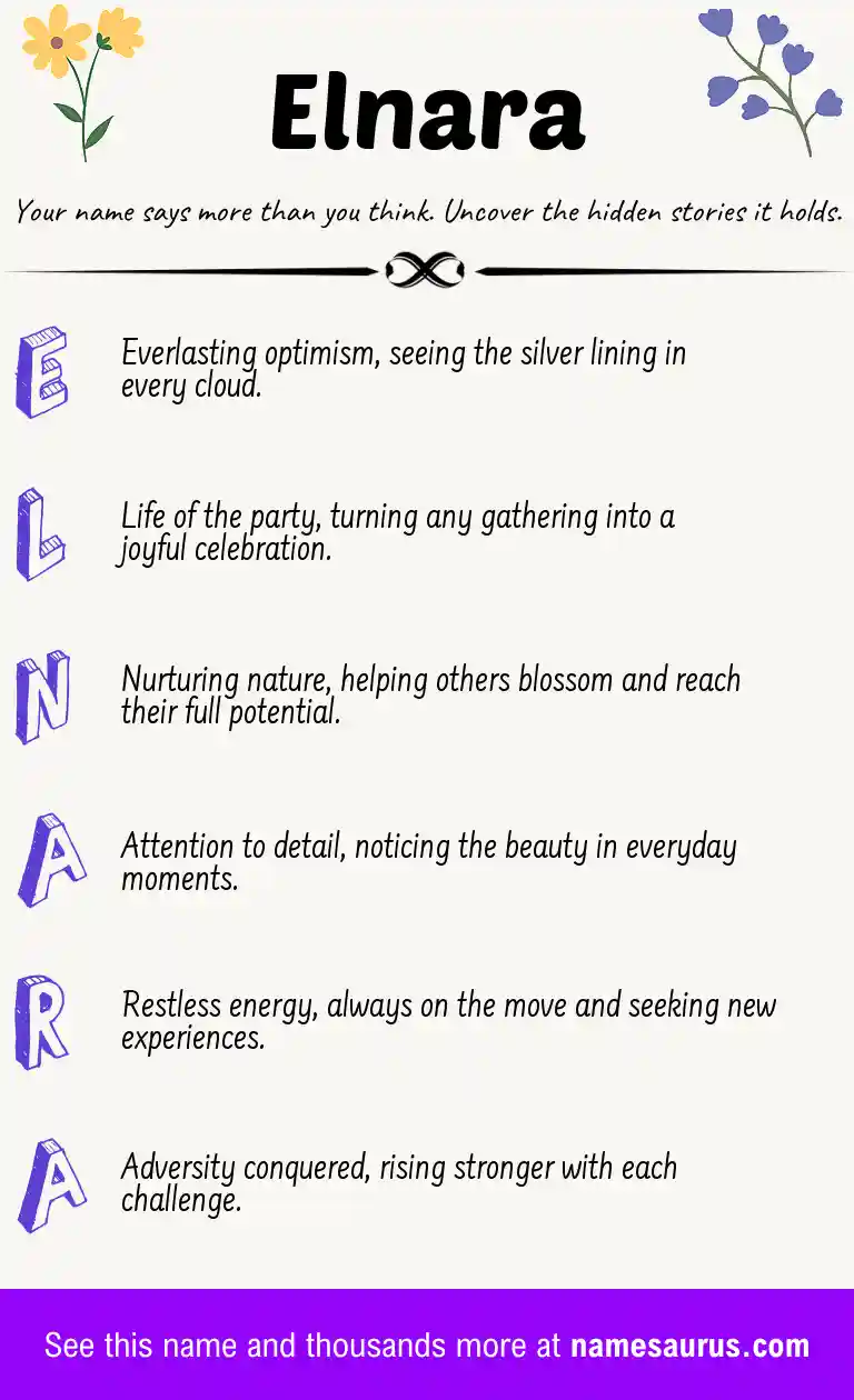 Acrostic poem about Elnara.