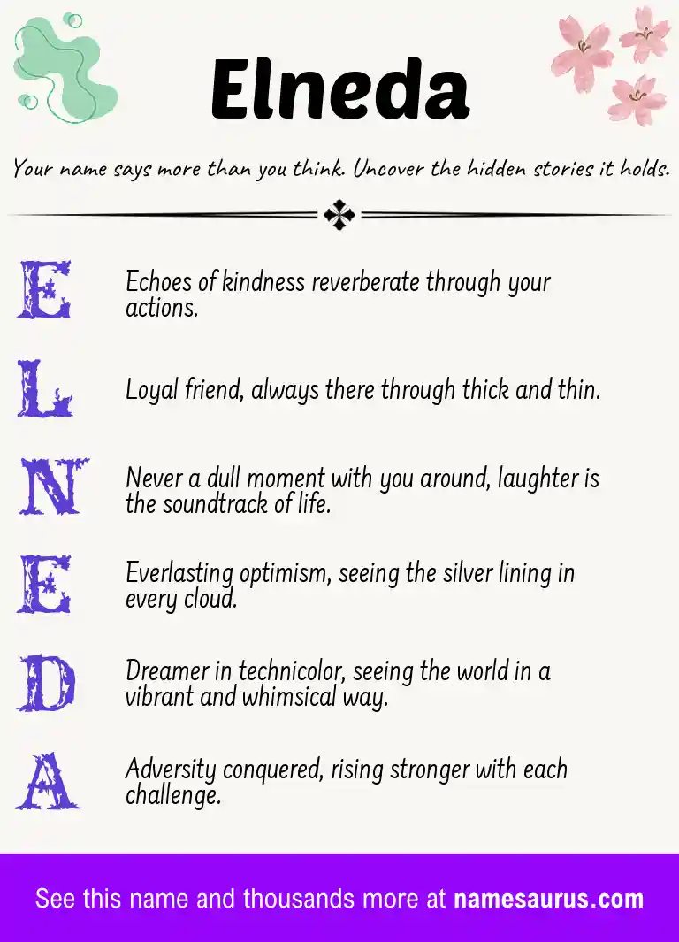 Acrostic poem about Elneda.