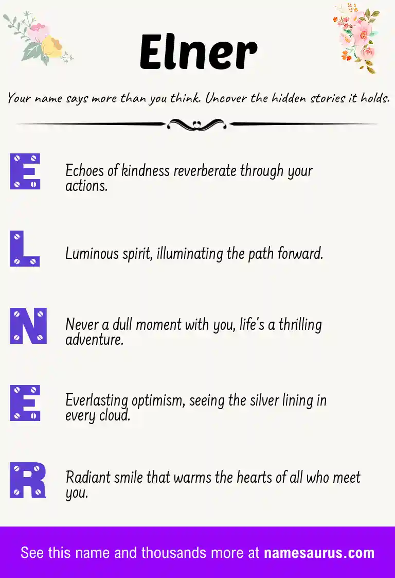 Acrostic poem about Elner.
