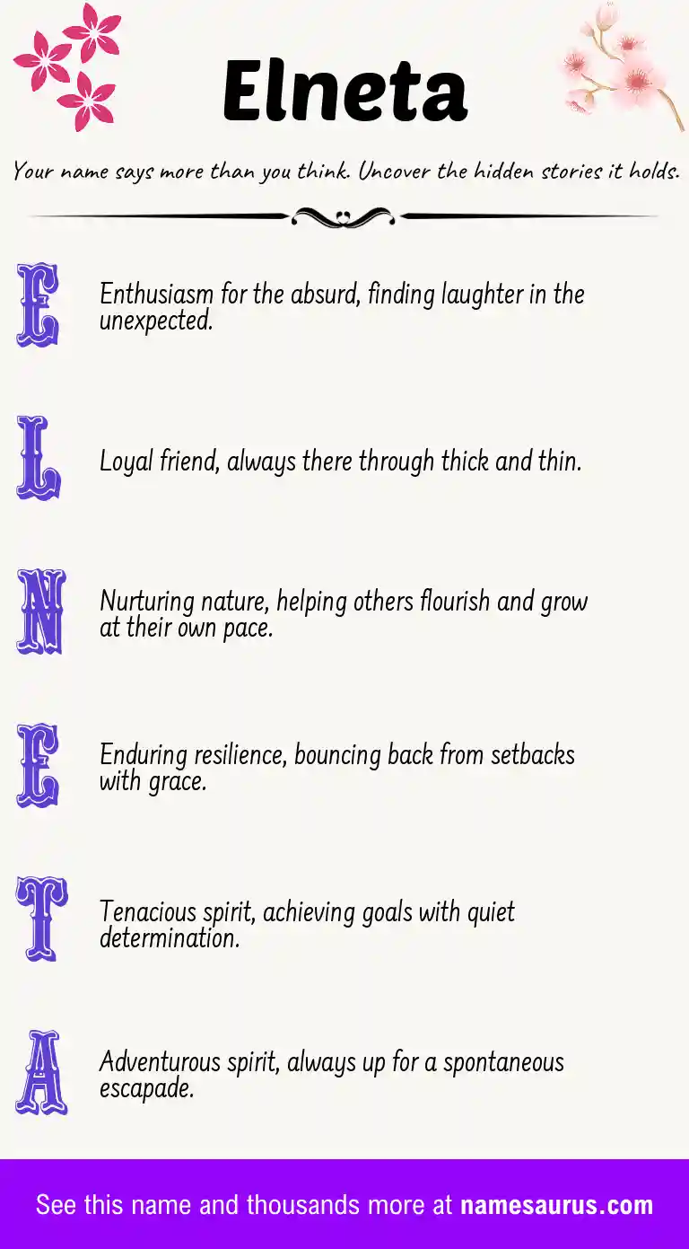 Acrostic poem about Elneta.