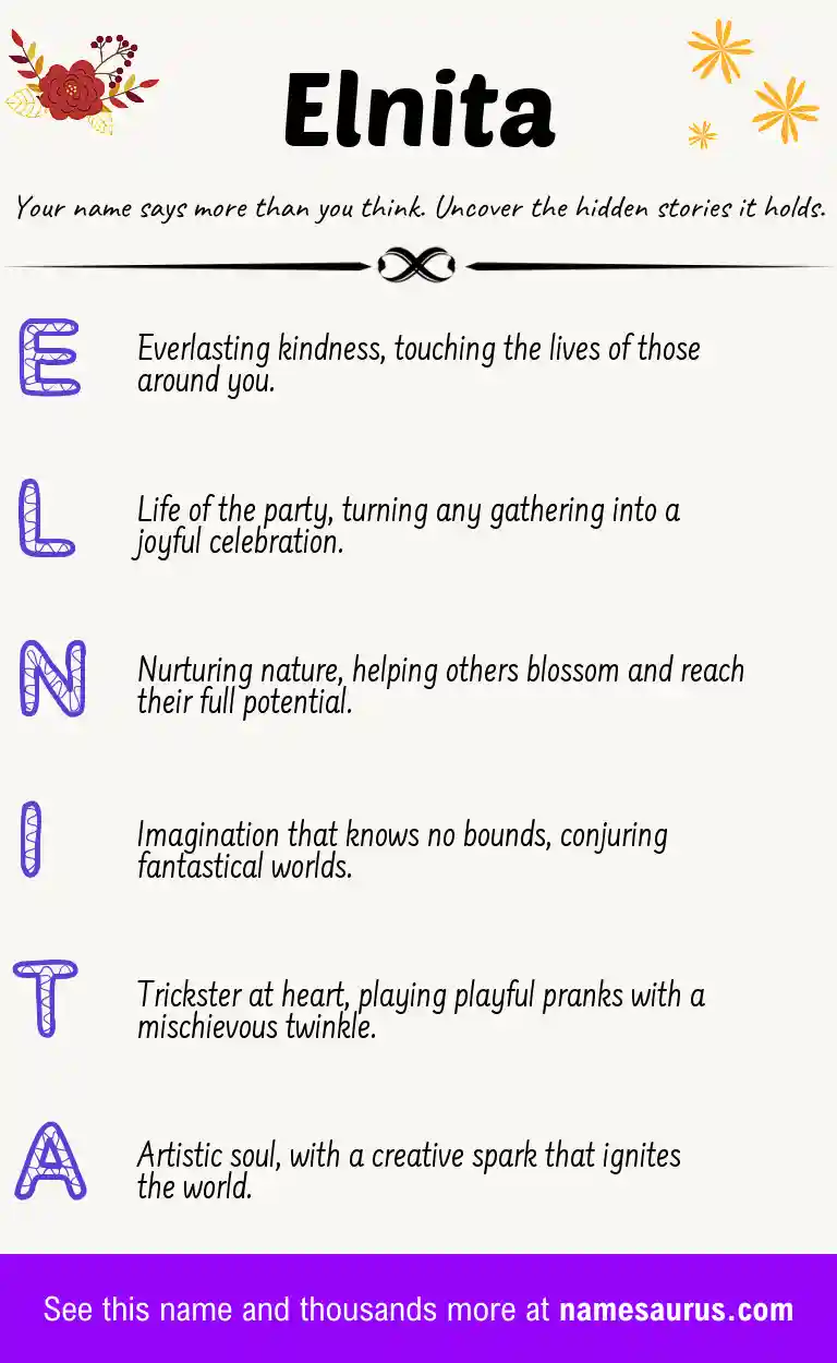 Acrostic poem about Elnita.