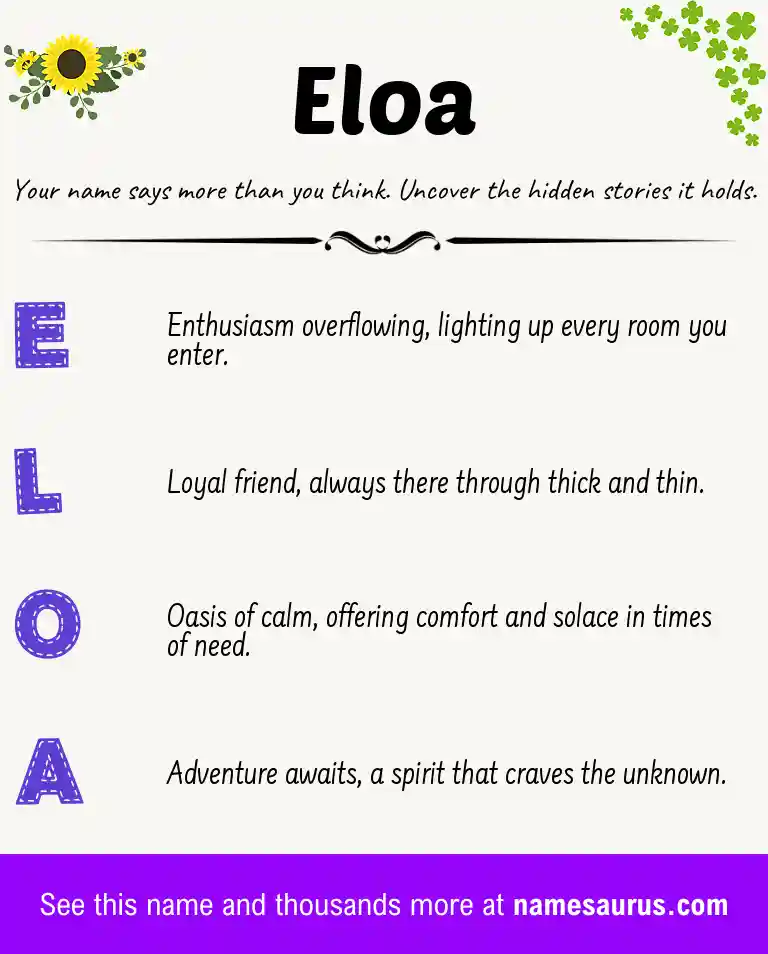 Acrostic poem about Eloa.