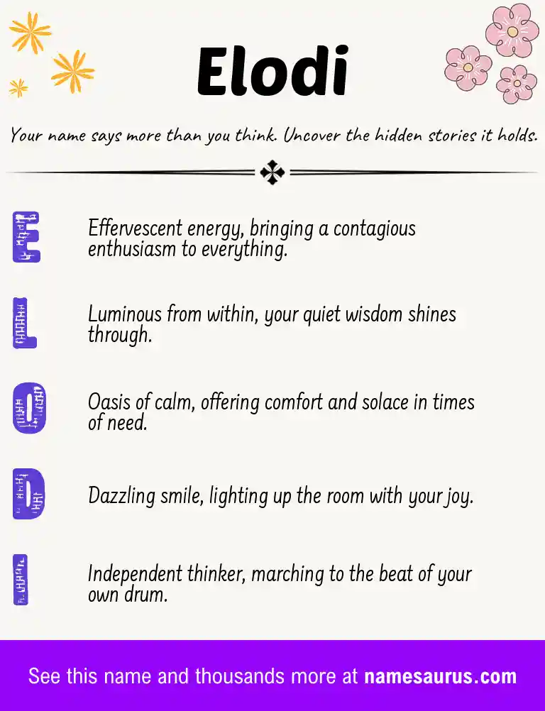 Acrostic poem about Elodi.