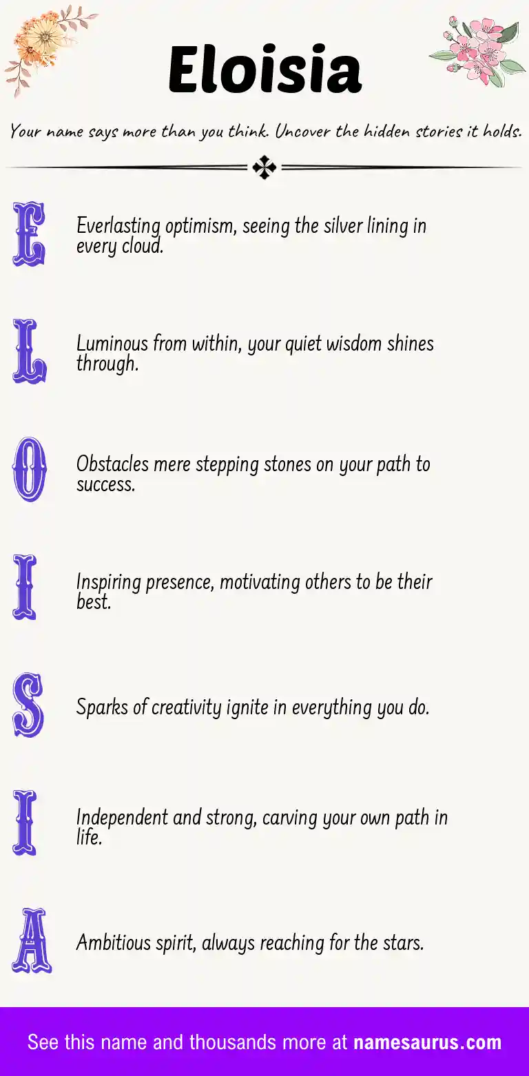 Acrostic poem about Eloisia.