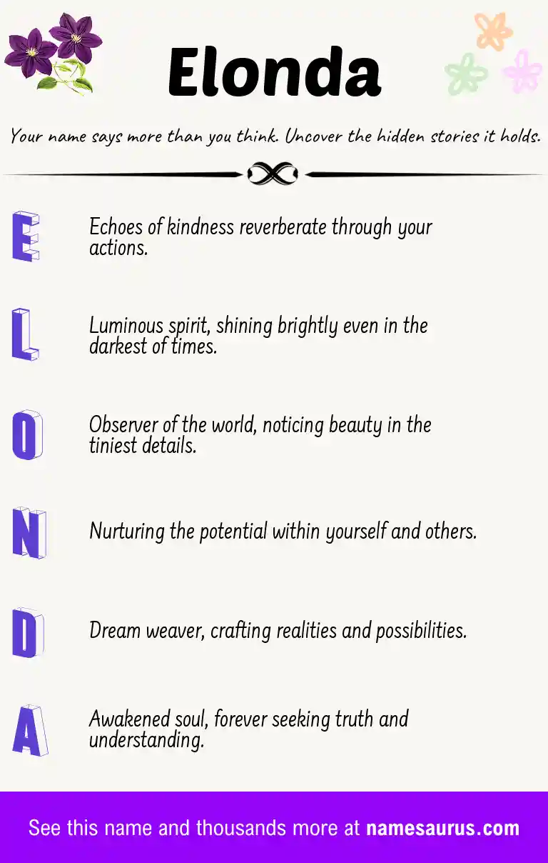 Acrostic poem about Elonda.