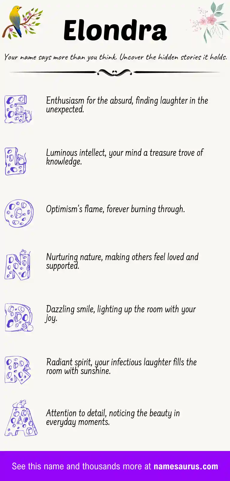Acrostic poem about Elondra.