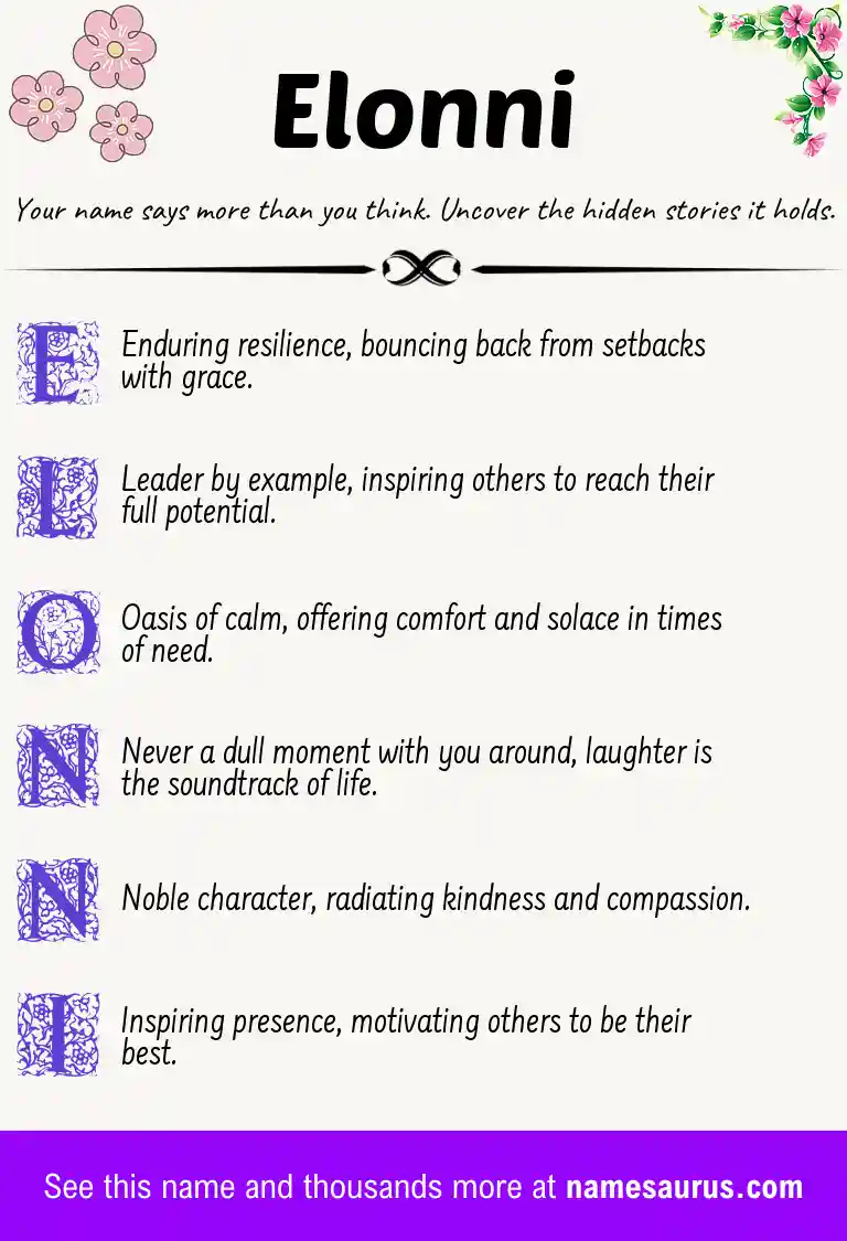 Acrostic poem about Elonni.