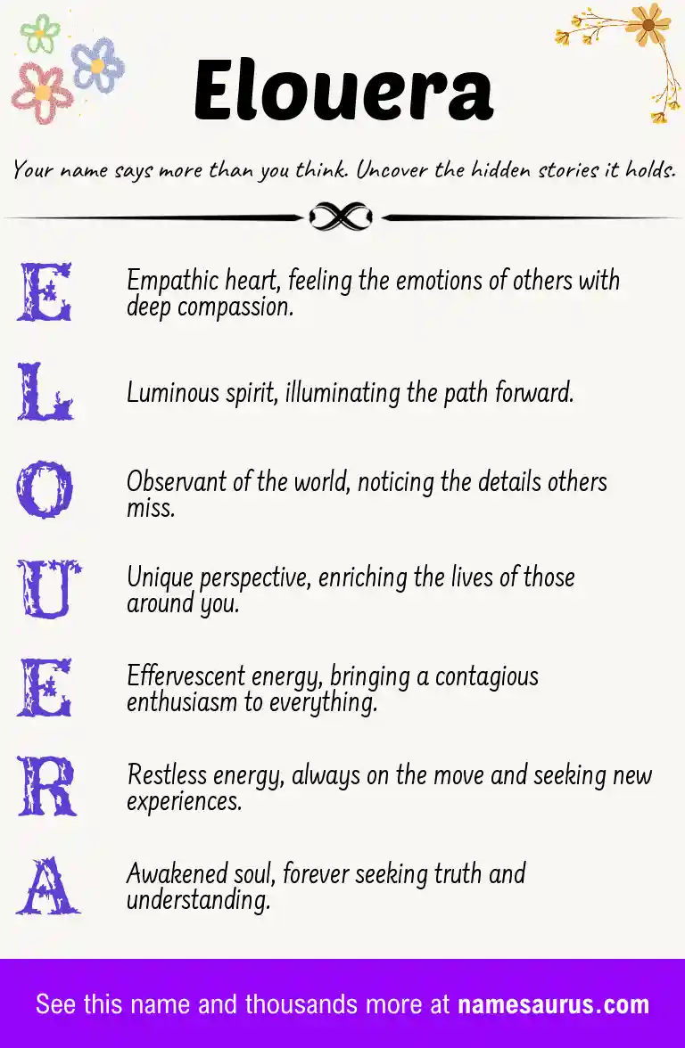 Acrostic poem about Elouera.