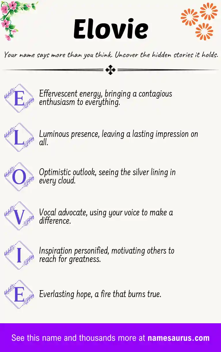 Acrostic poem about Elovie.