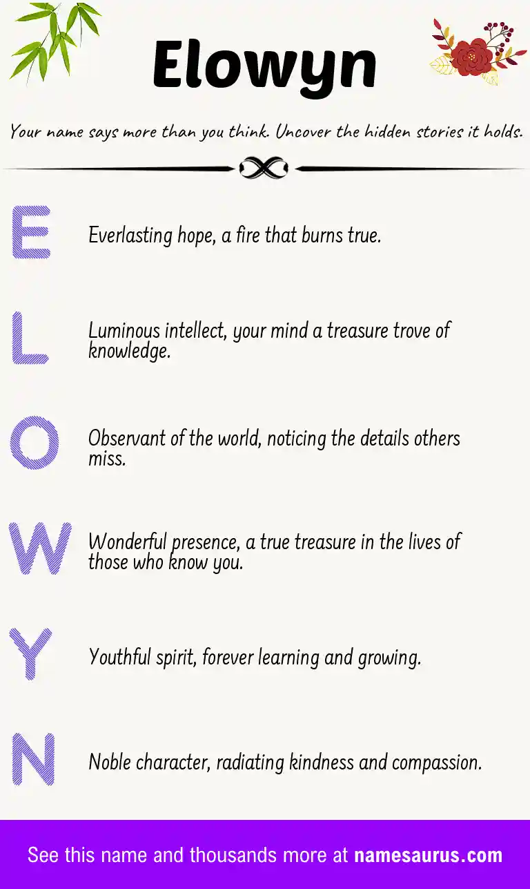Acrostic poem about Elowyn.