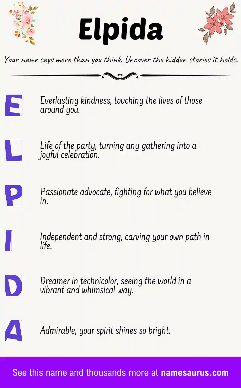 Acrostic poem about Elpida.