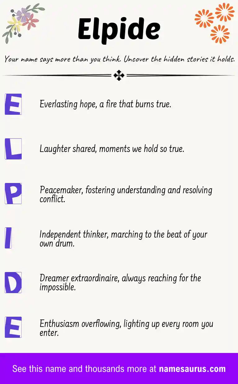 Acrostic poem about Elpide.