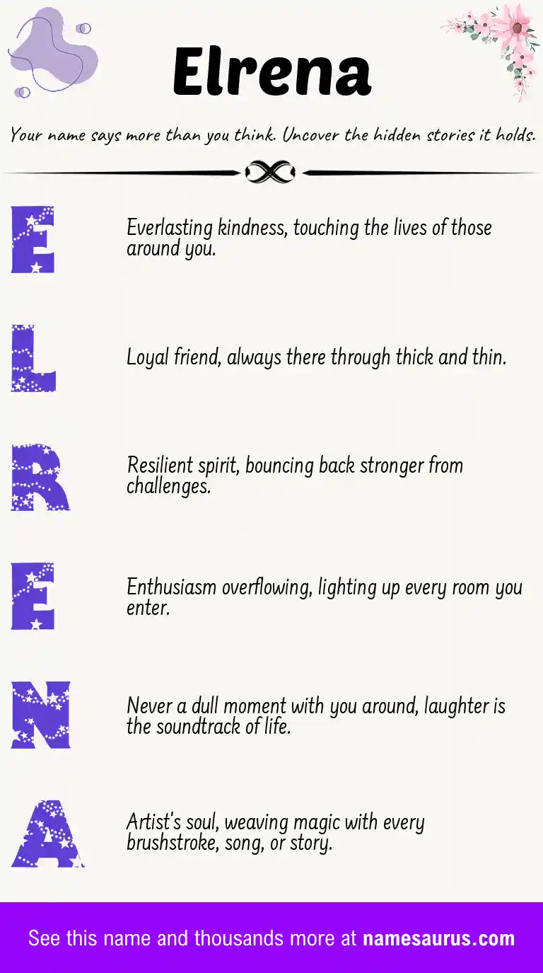 Acrostic poem about Elrena.