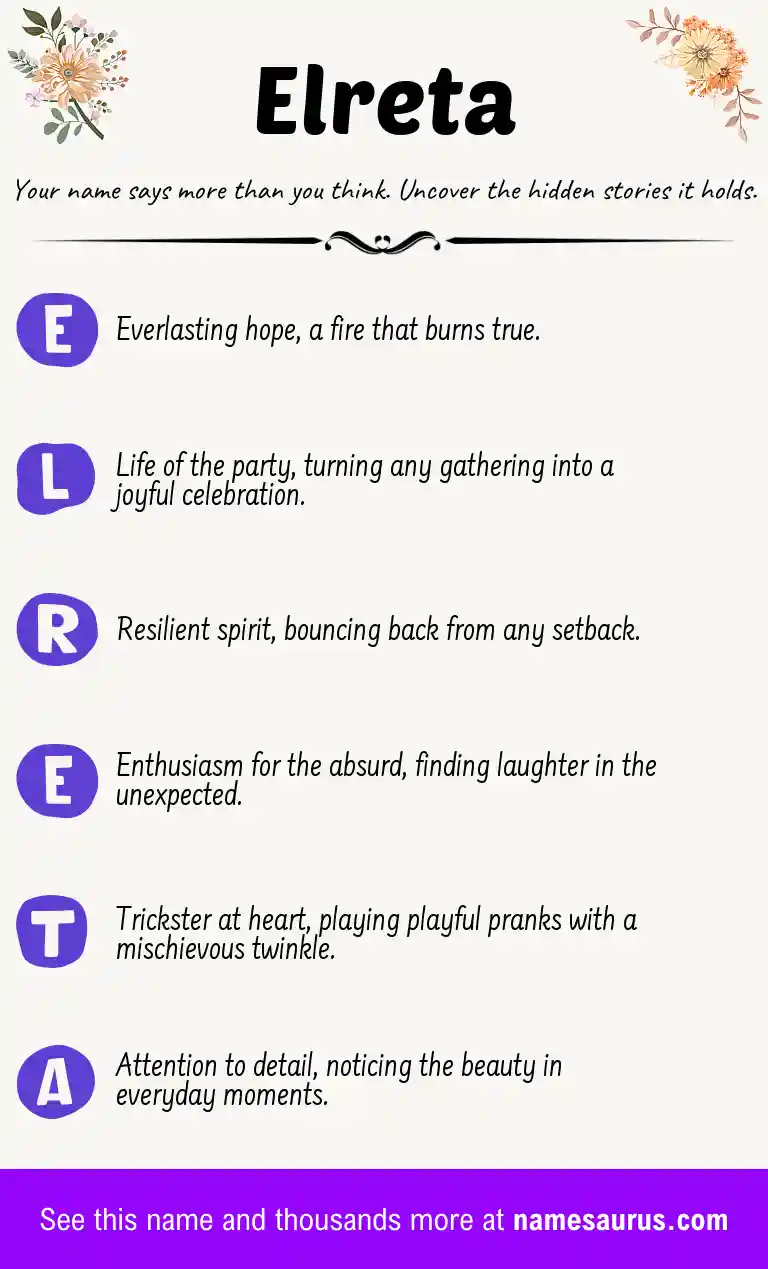 Acrostic poem about Elreta.