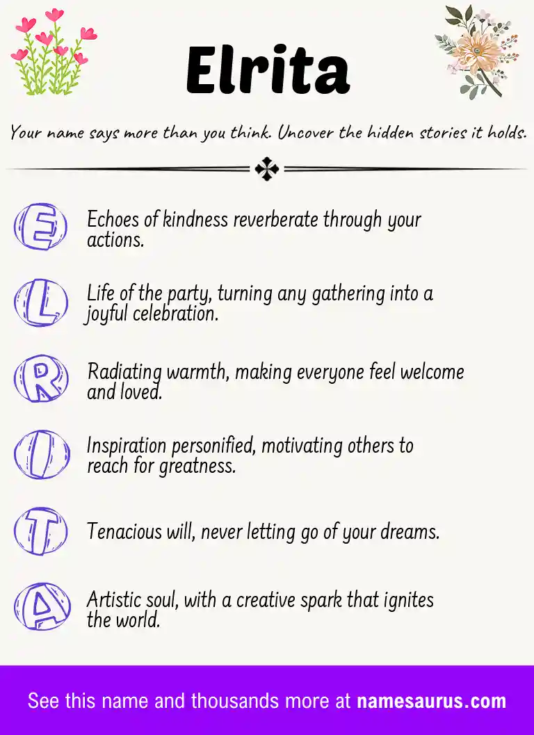 Acrostic poem about Elrita.