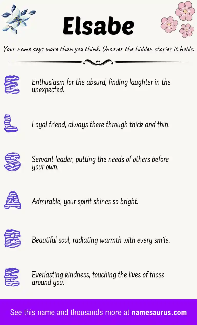 Acrostic poem about Elsabe.