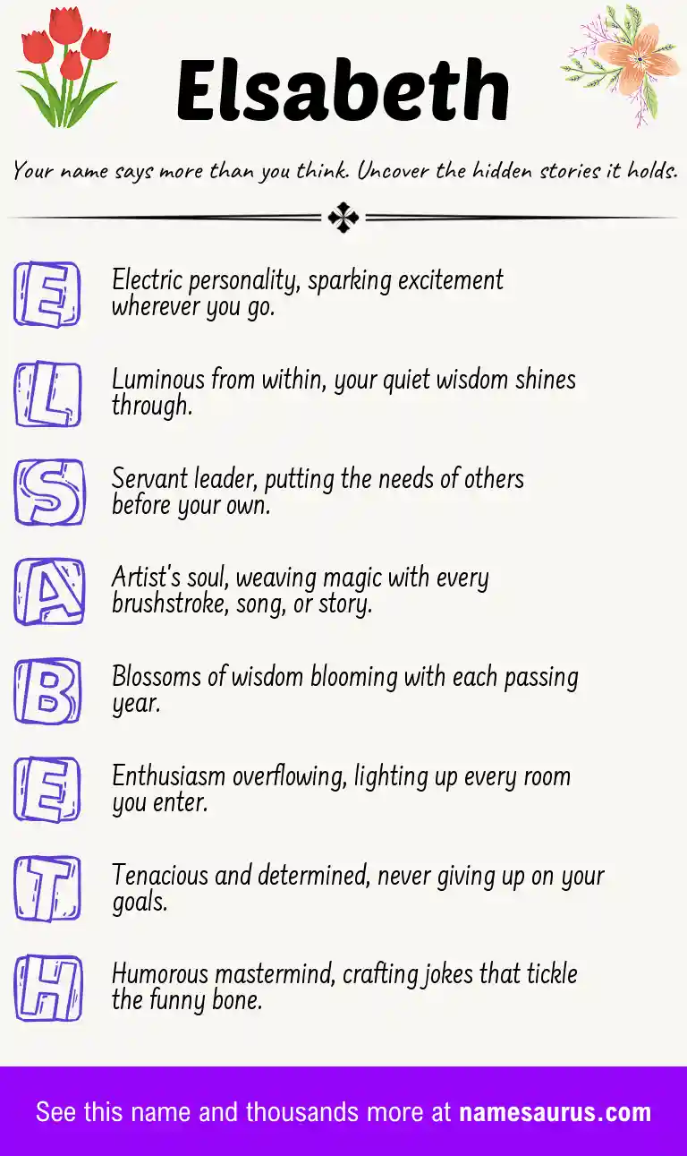 Acrostic poem about Elsabeth.