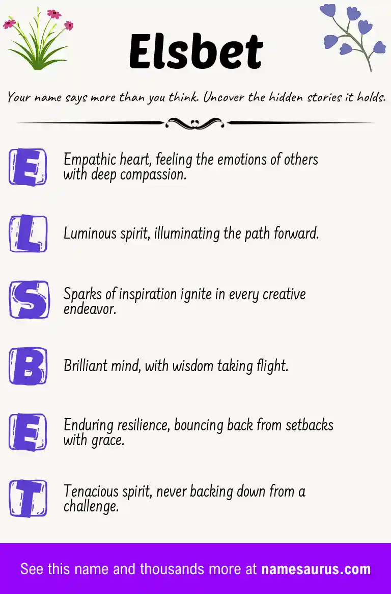 Acrostic poem about Elsbet.
