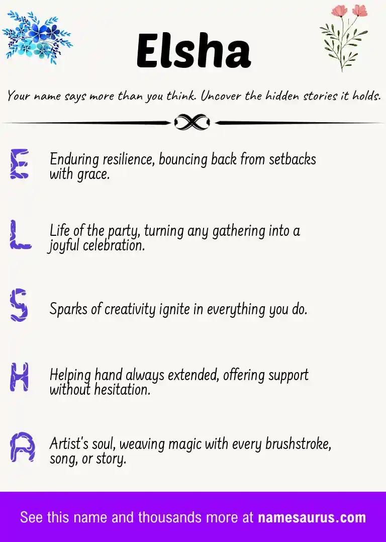 Acrostic poem about Elsha.