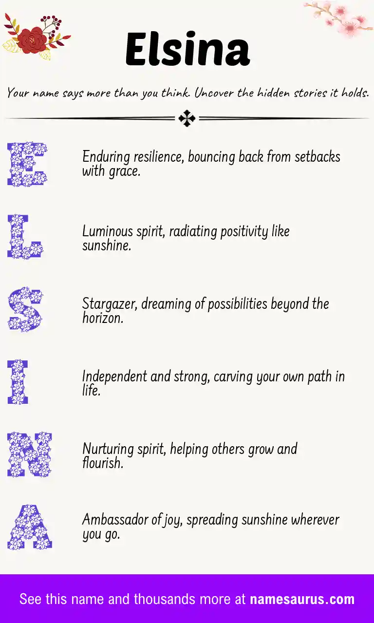 Acrostic poem about Elsina.